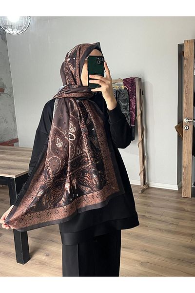 Merwiss Ethnic Retro Pattern Brown Shawl
