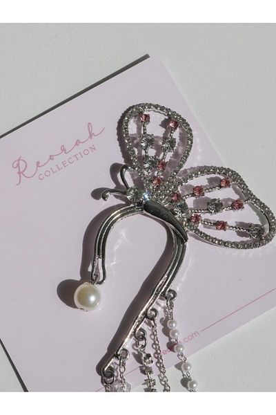 Reorah Collection Stoned Butterfly Ear Cuff Earrings