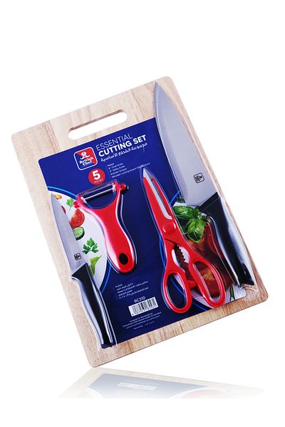 British Chef 5 Pcs Kitchen Essential Cutting Set with Wooden Cutting board Complete Set with Paring Knife