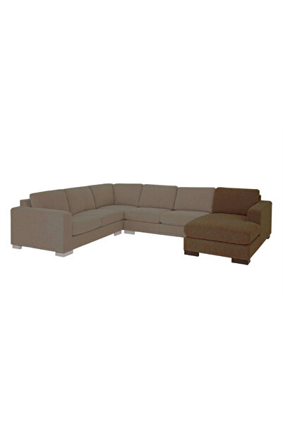 soufa dibaj Right Corner Sofa with Left Armrest Upholstered in Linen - Brown