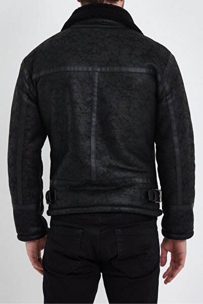 SİVAİST Sivaist Men's Black Napa Leather Inside Fur Coat&Jacket