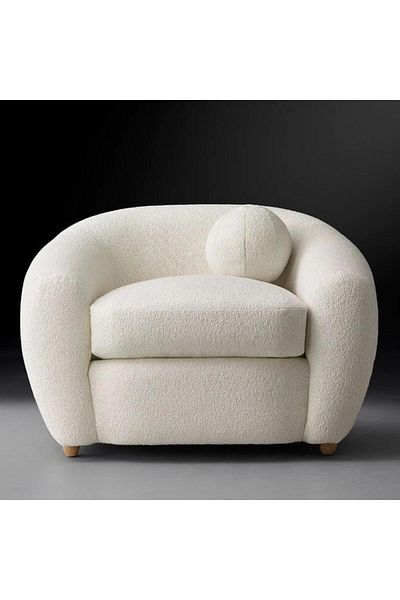 soufa dibaj Chair|Swedish Wood and Bouclee 80x80x75 cm- Beige
