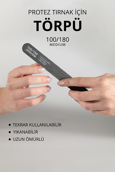 MOMO professional مبرد أظافر ورقي، 100/180 مبرد أظافر أسود بيضاوي مسطح