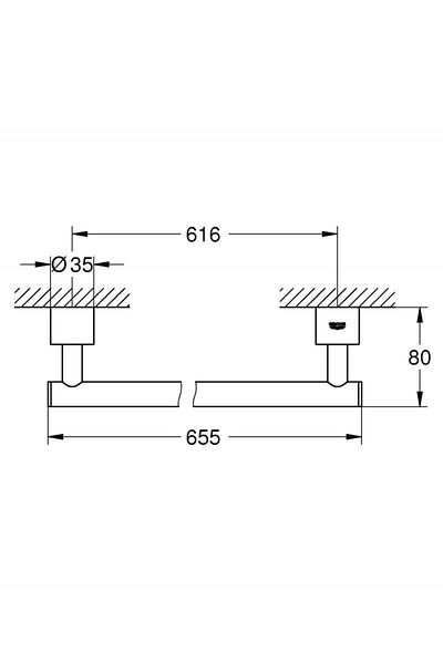 Grohe Bara prosop Grohe Atrio 40309003, 600 mm, montare pe perete, fixare ascunsa, metal, Crom
