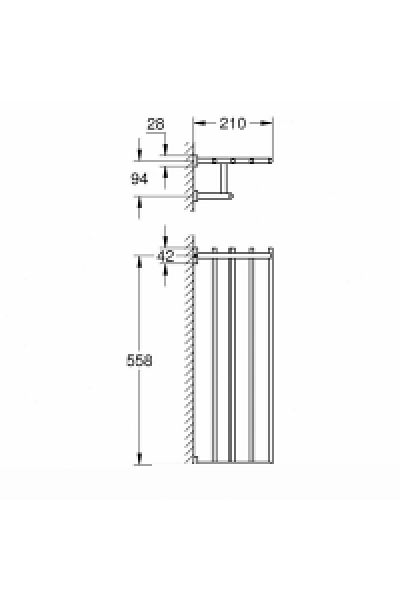 Grohe Suport prosop Grohe Essentials Cube, 60 cm, fixare ascunsa, Crom