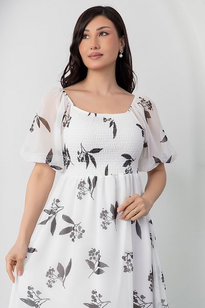 PULLIMM Rochie din satin cu mâneci pepene verde cu decolteu pătrat 2025-4119