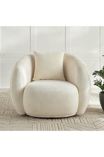 soufa dibaj Chair|Bouclee And Wood Legs 99x104x75 cm - Beige