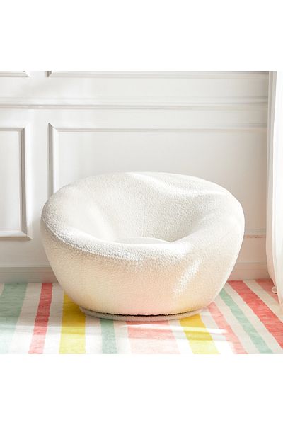 soufa dibaj Chair|Swedish Wood and Bouclee 87x90x58 cm- White