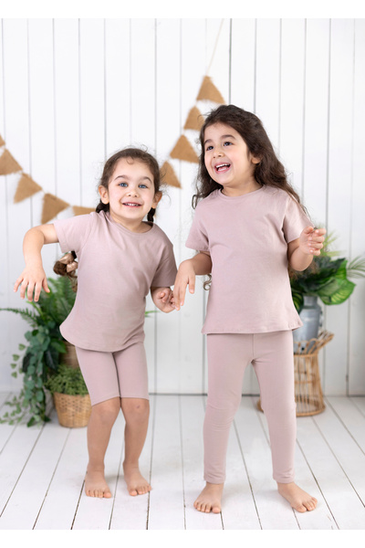 EANDCOATELİER Children's Set of Top and Bottom Cotton (T-Shirt-Long Leggings)