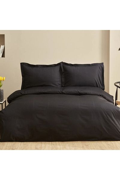 Karaca Home Karaca Home Uniq 100% Baumwolle Satin Einzel Bettbezug Set, Schwarz