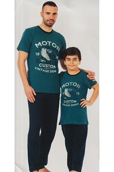 Mnk Baby&Kids Costum de pijama din bumbac pieptănat cu mânecă scurtă și panta...