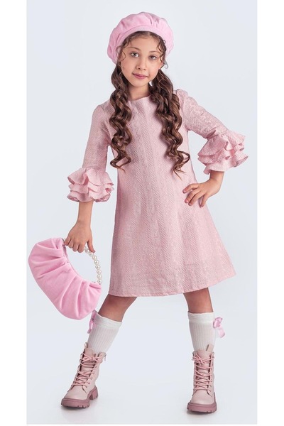 Mnk Baby&Kids Miss Clarice Κοριτσίστικο Γαλλικό Σετ Μπερέ, Τσάντα, Κάλτσες και Φόρεμα M00704 ΡΟΖ