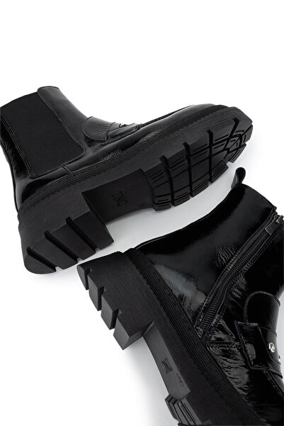 Tamer Tanca Kadın Hakiki Deri Siyah Rugan Casual Bot