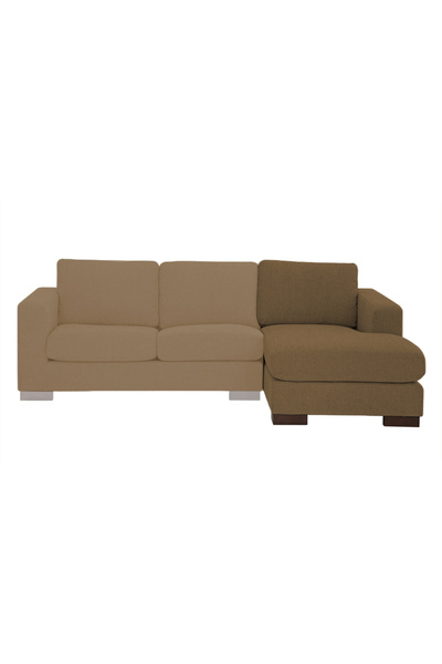soufa dibaj Right Corner Sofa with Left Armrest Upholstered in Linen - Pale Brown