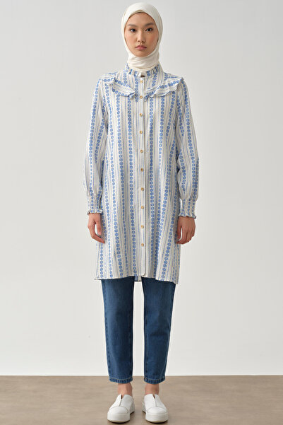 Tuğba Fırfır Detaylı Bileği Lastikli Tunik - Saks