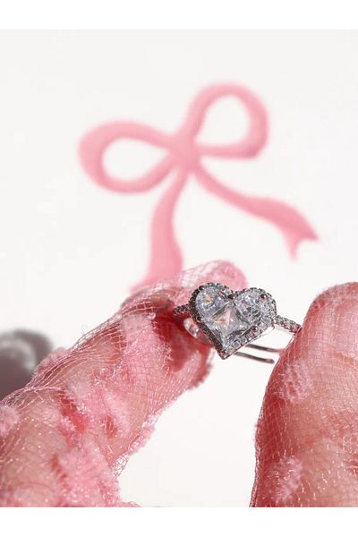 Reorah Collection White Enchanted Gemstone Heart Ring