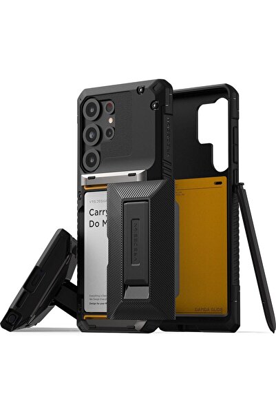 VRS Design غطاء حماية دامدا جلايد هايبرد لهاتف سامسونج جالاكسي إس 25 ألترا مع فتحة للبطاقات منزلق، أسود