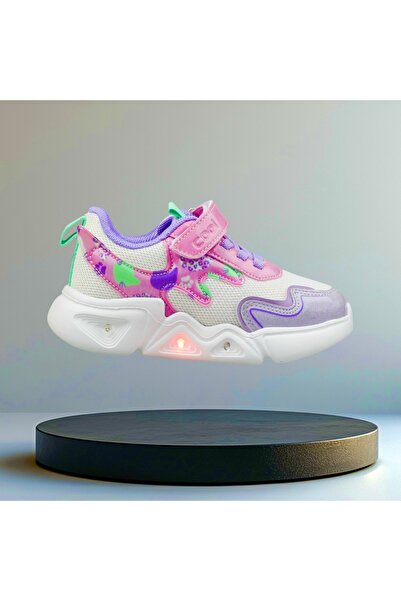 JOJO KIDS kız çocuk ışıklı spor ayakkabı , cırtlı sneaker , ortopedik ekstra hafif taban