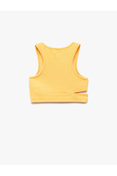 Koton Slim Fit Wrap Sleeveless Crew Neck Crop Tank Top with Window Detail