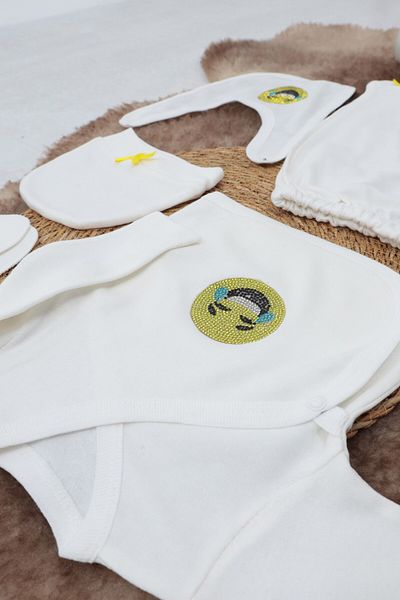 Sema Baby Doremodam Sema Baby 5 Piece Smiley Face Hospital Release Bodysuit Set 0-3 Months