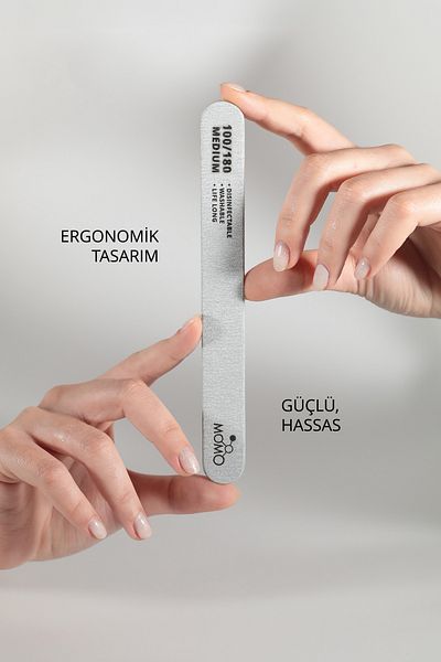 MOMO professional مبرد أظافر ورقي، 100/180 مبرد أظافر رمادي بيضاوي مسطح