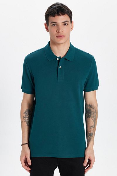 Tudors Ανδρικό T-shirt Slim Fit Slim Fit 100% βαμβακερό πράσινο γιακά πόλο