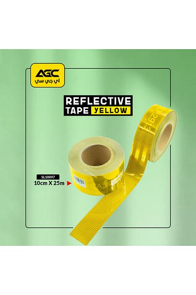 AGC Yellow Reflective Safety Tape – High Visibility, Durable Waterproof 10cm x 25cm for Vehicles & Signs