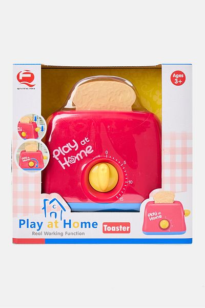 Play At Home Battery Operated Kitchen Toaster Playset, Red Combo
