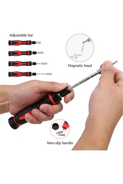 COOYA 73-Piece Magnetic Ratcheting Wrench and Electronics Precision Screwdriver Set, Black, Red, Silver