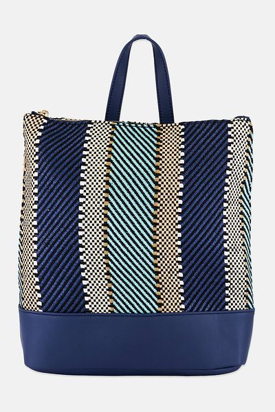 Moda Luxe Women Textured Elina Backpack 32 H x 35 L x 10 W cm, Navy