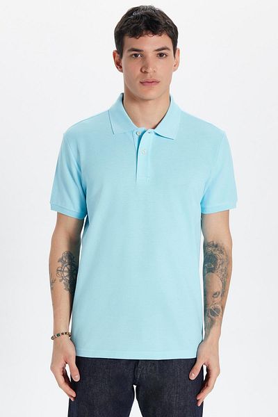 Tudors Men's Slim Fit Slim Fit 100% Cotton Blue Polo Neck T-Shirt