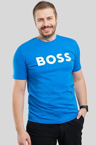 BOSS Regular Fit Bisiklet Yaka Erkek T-shirt Mavi
