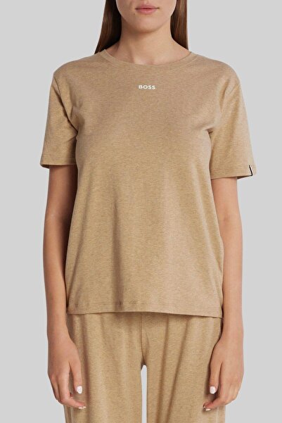 BOSS Regular Fit Bisiklet Yaka Kadın T-shirt Bej