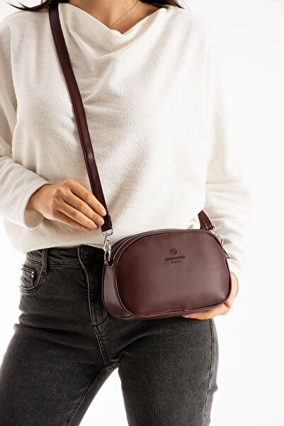 Sanmorris Women's Faux Leather Adjustable Cross Strap 2 Compartment Claret Red Shoulder Bag