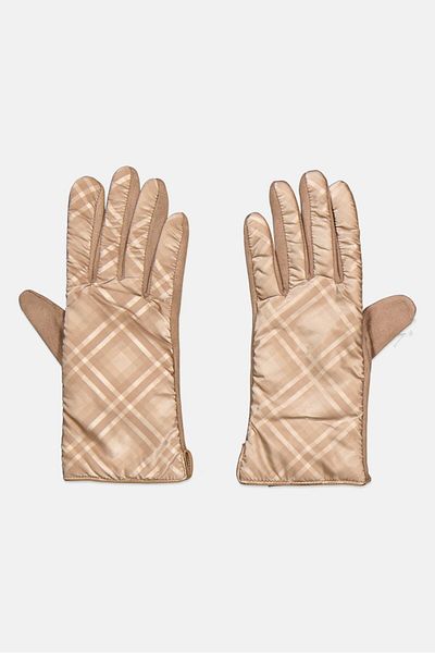 Justin Gregory Women 1 Pair Plaid Puffer Gloves, Tan