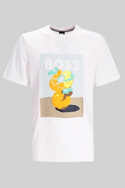 BOSS Regular Fit Bisiklet Yaka Erkek Beyaz T-shirt Beyaz