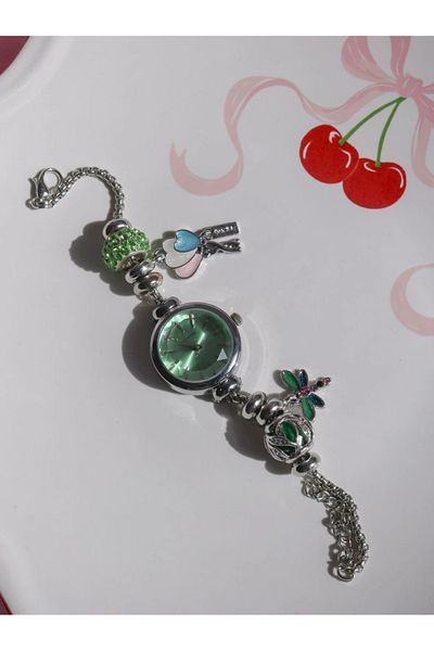 Reorah Collection Cute Green Dragonfly Charm Watch