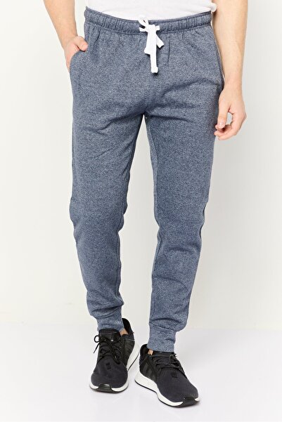 fleece factory Men Regular Fit Drawstring Heather Sweatpants, Navy
