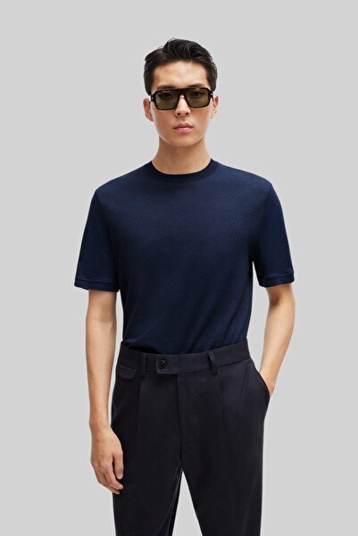 BOSS Normal Kesim Yuvarlak Yaka Erkek T-shirt Lacivert