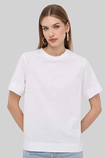 BOSS Kadın Elpha Pamuklu T-shirt Beyaz