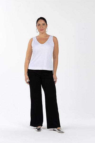 LUOKK Hily Elastic Waist Slit Detailed Large Size Camisole Trousers Black