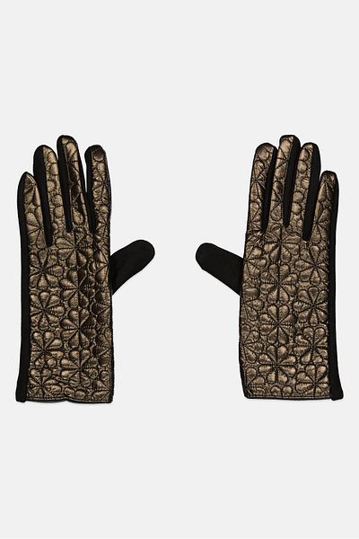 Justin Gregory Women 1 Pair Flower Quilted Puffer Gloves, Bronze