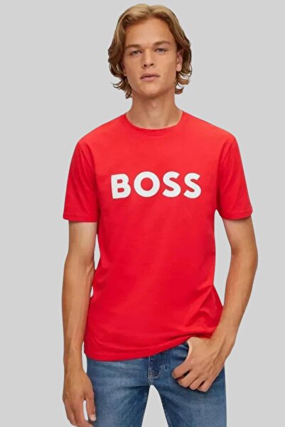 BOSS Regular Fit Bisiklet Yaka Erkek T-shirt Turuncu