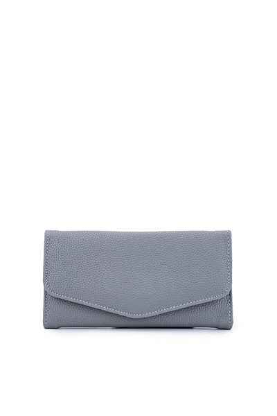 Kukura Faux Leather Women's Wallet with Envelope Detail Gray Zc183