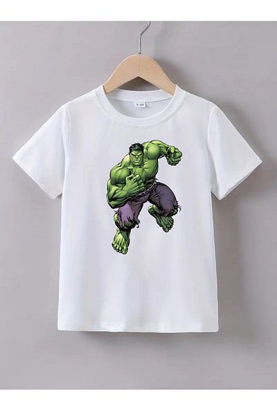 makiteks Unisex Παιδικό Tshirt Ποιότητας Βαμβακερό εμπριμέ μοτίβο Hulk 5-14 ετών