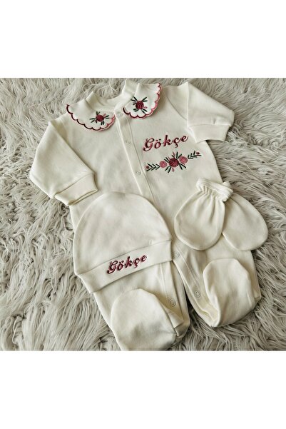 BEYCEY TASARIM Hastane Çıkış Seti Nakisli Tulum Set Isimli Kişiye Özel Tasarım