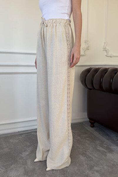 MAGARDE Pantaloni din in dantela pe picior tub - PIATRA