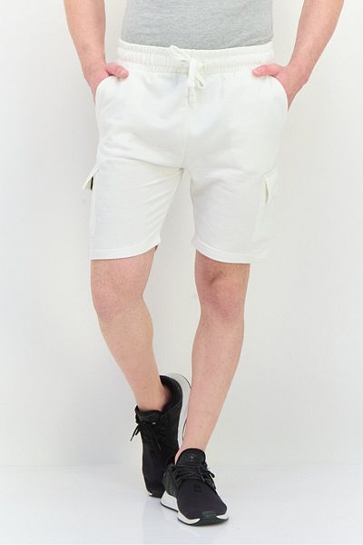 fleece factory Men Drawstring Cargo Shorts, Off White