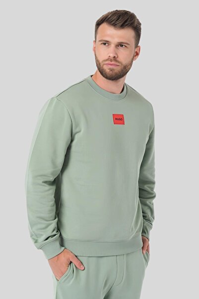 HUGO Enseden Yakalı Pamuklu Erkek Sweatshirt Yeşil