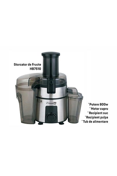 Hausberg Storcator de Fructe Hausberg HB7510, 800W,Inox/Negru, Lame Otel Inoxidabil